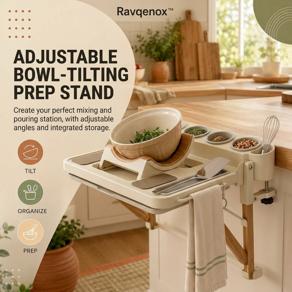 Ravqenox™ Adjustable Bowl-Tilting Prep Stand