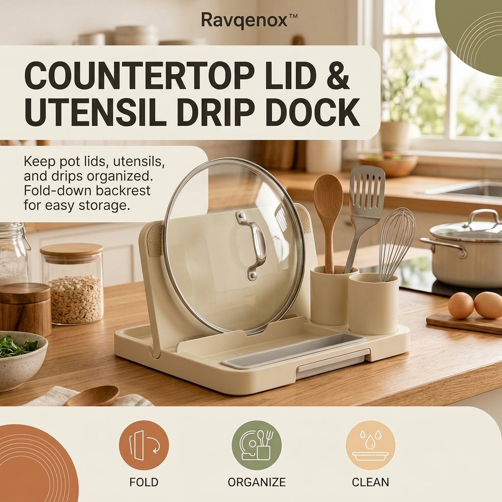 Ravqenox™ Countertop Lid & Utensil Drip Dock